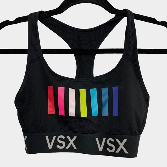 VSX VICTORIA'S SECRET Rainbow Stripe Racerback Sports Bra Gym Athletic Top XS /S - Picture 1 of 16